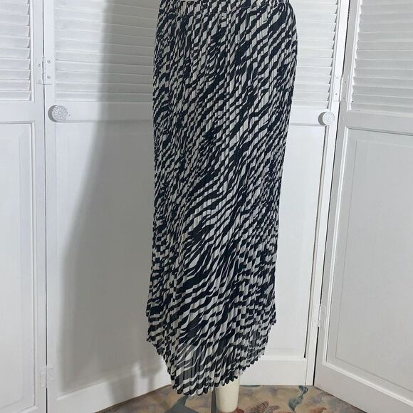 Vintage Zebra Sheer Chiffon Crinkle Pleated Layered Midi Skirt - Picture 13 of 14